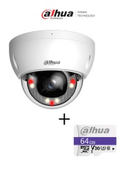 DAHUA DHT0040186 Kit DAHUADH-IPC-HDBW2649EP-S-IL Camara IP Domo 6 MP/ Lente de 2.8mm/ SMD Plus/ Proteccion Perimetral / Microfono Integrado/ IP67/ IK10 Ranura para MicroSD TF-C100/64GB - Dahua Memoria