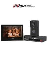 DAHUA DHT2400008 DAHUA DHI-KTP03 - Kit de Videoportero: Monitor de 7" frente de calle IP65 con vision IR apertura remota y control de 1 puerta. Incluye switch PoE de 4 puertos 10/100 y 2 puertos up