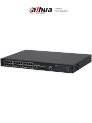 DAHUA DHT3720036 DAHUA DH-S4228-24GT-240 Switch PoE Gigabit Administrable con 24 puertos PoE ideal para transmision de larga distancia (hasta 250 m) perfecto para redes de Capa 2