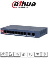 DAHUA DHT3720074 DAHUA DH-CS4010-8ET2GT-60 - Switch PoE de 10 Puertos / 60Watts Totales/ 1 Pto Hasta 60W/ 2 Puertos Uplink GE RJ45/ Switching 4.8Gbps/ Administrable en la Nube por DoLynk Care