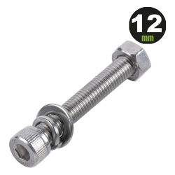 DMT 950-5080-124 1 Tornillo Allen Milimetrico de Acero Inoxidable M8-1.25 x 12/ Con 1 Tuerca 1 Arandela de Presion y 1 Plana / Para Montajes de Modulos Foto Voltaicos .