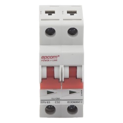 EPCOM POWERLINE FPV632PC32 Interruptor Termomagnético DC / 2 Polos / 32 A / 800 Vcc / Curva C / 6 kA / Montaje Riel DIN - Img 2