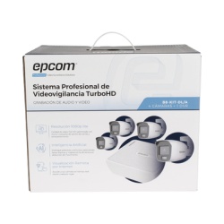EPCOM PROFESSIONAL B8-KIT-DL/A Kit TurboHD 1080p / DVR 4 Canales / 4 Camaras Bala Dual Light con Microfono Integrado / Fuente de Poder / Accesorios de Instalacion