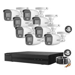 EPCOM PROFESSIONAL B8-KIT8-CV/A Kit TurboHD 1080p / DVR 8 Canales / 8 Camaras Bala ColorVu con Microfono Integrado / Fuente de Poder / Accesorios de Instalacion