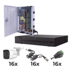EPCOM PROFESSIONAL KESTX8T16BGP/A KIT TurboHD 1080p / DVR 16 Canales / 16 Camaras Bala Policarbonato con Microfono (exterior 2.8 mm) / Transceptores / Conectores / Fuente de Poder Profesional