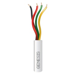GENESIS 2103-1101/1000 Bobina de 305 Metros (1000 Pies) / Alambre de Cobre / 4 x 22 AWG / Riser / Color Blanco / Para Aplicaciones de Alarmas de Intrusion / Sistemas de Automatizacion