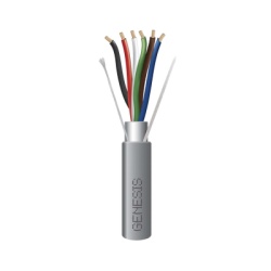 GENESIS 2206-5509 Bobina de 152 Metros (500 Pies) de Cable / 6 x 22 AWG BLINDADO / Riser / Color Gris / Para Aplicaciones de Audio Seguridad y Control