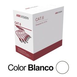HIKVISION DS-1LN6U-W/CCA Bobina de Cable UTP / Cat 6 / 24 AWG / 305 m (1000 pies) / CCA / PVC CM / Interior / 250 MHz / PoE / Blanco
