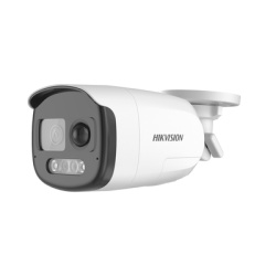 HIKVISION DS-2CE12DF3T-PIRXOS [ColorVu] Bala TURBOHD 2 Megapixel (1080p) / Imagen a Color 24/7 / Lente 2.8 mm / Luz Blanca 40 mts / Exterior IP67 / WDR 130 dB / Sensor PIR / Sirena Integrada / Salida
