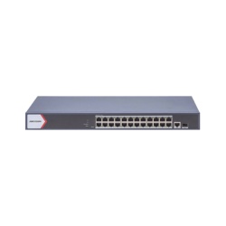 HIKVISION DS-3E1526P-EI/M Switch Gigabit PoE+ / Administrable / 24 Puertos 1000 Mbps PoE+ / 1 Puerto 1000 Mbps Uplink / 1 Puertos SFP Uplink / Configuracion Nube Hik-Partner Pro / Modo Extendido hasta