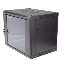 HIKVISION DS-XS6409-S/B Gabinete de Montaje en Pared y Piso / 9 Unidades de Rack / 19 Pulgadas / Cristal Templado / Carga 40 kg / 600 x 501 x 450 mm