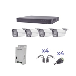 HIKVISION KH1080P4BC KIT COLORVU TURBOHD 1080p / DVR 4 Canales / 4 Camaras Bala (exterior) lente 2.8mm / Fuente de poder profesional / Transceptores de video y Accesorios de corriente