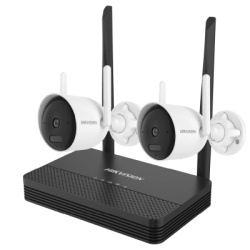 HIKVISION NKS422WBH Kit de Videovigilancia IP Inalámbrico / 2 Megapixel / NVS 4 Canales / 2 Cámaras Bala / Dual Light 30 m (98.4 ft) IR + 20 m (65.6 ft) Luz Blanca / Wi-Fi 2.4 GHz / Audio Bidireccional