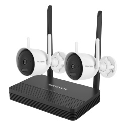 HIKVISION NKS424WBH Kit de Videovigilancia IP Inalámbrico / 4 Megapixel / NVS 4 Canales / 2 Cámaras Bala Exterior / Dual Light 30 m (98.4 ft) / Audio Bidireccional / Wi-Fi 2.4 GHz / Micro SD 512 GB