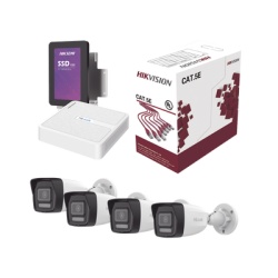 HiLook by HIKVISION KHL4B/1TB Kit IP 4 Megapixel / NVR de 4 Canales / 4 Camaras IP Dual light y Microfono Integrado / Bobina de Cable de 100 mts / Disco Duro 1 TB