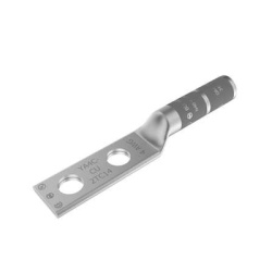 HUBBELL BURNDY HUB-YA4-C2T-C14 Zapata Terminal de Compresion de Barril Largo con Doble Ojillo para Tornillo 1/4" y Cable 4 AWG / Espaciado de 5/8".