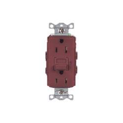 HUBBELL HUB-GFR-15R Contacto de Auto-verificacion GFCI con Interruptor de Falla a Tierra de 15 A 125 V 2 Polos/ Color Rojo / Nema 5-15R / Grado Industrial Comercial.