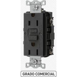 HUBBELL HUB-GFR-ST-15-BK Contacto de Auto-verificacion GFCI con Interruptor de Falla a Tierra de 15 A 125 V 2 Polos 3 Hilos Color Negro (Nema 5-15R) Grado Comercial.