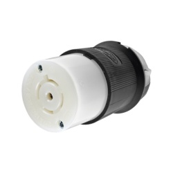 HUBBELL HUB-HBL-2513 Conector Industrial con Bloqueo de Media Vuelta / 20 A 120/208 V CA / 4 Polos 5 Hilos / Color Blanco y Negro / Nema L21-20R/ Grado Industrial.