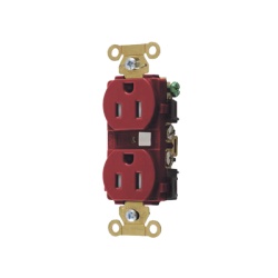 HUBBELL HUB-HBL-5262-RTR Contacto Duplex 15 A 125 V / A Prueba de Manipulaciones / Nema 5-15R / Color Rojo.