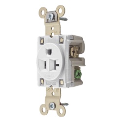 HUBBELL HUB-HBL-5361-W Contacto Sencillo / 20 A 125 V / 2 Polos 3 Hilos / Nema 5-20R / Color Blanco / Grado Industrial.