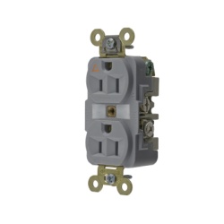 HUBBELL HUB-IG-5262GY Contacto Duplex Conexion a Tierra Aislada 15A 125V/ 2 Polos 3 Hilos/ Color Gris/ Nema 5-15R/ Grado Industrial.