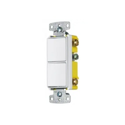 HUBBELL HUB-RCD-101W Interruptor Residencial 15 A 120-277 V con 2 Bases Unipolares Cableado lateral Color Blanco.