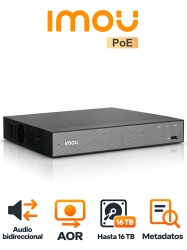 IMOU NVR-N118-8P-8A0E-N - NVR de 18 Canales / 8 Canales PoE/ H.265/ Audio Bidireccional/ Busqueda por Metadatos/ Hasta 4K/ 1 SATA hasta 16 TB/ ONVIF
