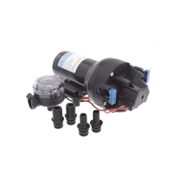JABSCO P501J-115S-3A Bomba controlada por presion Par Max para trabajo pesado a 12 Vcd caudal de 5 GPM presion maxima 40 psi para manguera de entrada con orificio de 38 mm (1Â½?) manguera de descarga