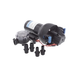 JABSCO P501J-118S-3A Bomba de diafragma controlada por presion para trabajo pesado ParMax de 12 Vcd caudal de 5 GPM presion maxima 60 psi para manguera de diametro interior de 13 mm (1/2") y 19 mm (3/