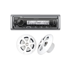 JVC KENWOOD KE/1613MRW Kit de estereo con Bluetooth KMR-M332BT | mas Par de bocinas KFC-1613MRW