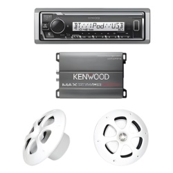 JVC KENWOOD KEA4/1613MRW Kit de estereo con Bluetooth KMR-M332BT | Amplificador KAC-M1814 | mas Par de bocinas KFC-1613MRW