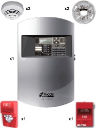 KIDDE KID1420012 KIDDE F_VS1GSPKIT2 - Panel 64 Dispositivos Direccionables / 2 Detectores de Humo con Bases / 1 Estacion Manual / 1 Sirena con Estrobo