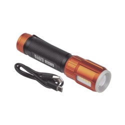 KLEIN TOOLS 56412 Linterna LED Portatil Recargable 500 Lumenes con Luz Frontal y Lateral de Trabajo. Lampara con tapa de Extremo con Iman USB-C