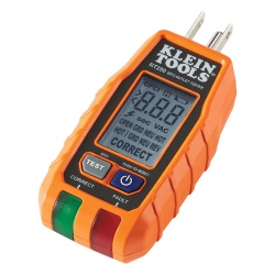 KLEIN TOOLS RT-250 Probador de Tomacorrientes con Interruptor de Falla a Tierra (GFCI) con pantalla LCD.