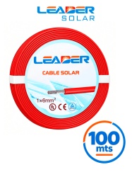 LEADER Cable Fotovoltaico UL 4703 - Carrete 100 metros lineales Cable Fotovoltaico Color Rojo 6mm2/ Calibre 10AWG XLPO / Cubierta libre de halógenos cero propagación de llama / 1500DC / MAX VOLTAJE 1800 VDC TEMPERATURA -40 °C A +120 °C