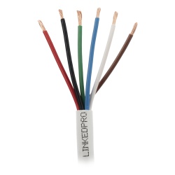 LINKEDPRO LP618W/1000 Bobina de 305 Metros (1000 Pies) / Alambre de cobre / 6 x 18 AWG / Color Blanco / CMR / Para Sistemas de Seguridad y Alarmas