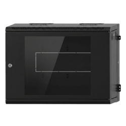 LINKEDPRO SR-19-09-GAPV5 Gabinete Rackeable / 09 Unidades / Pared 19 Pulgadas / Puerta de Cristal / Acero Calibres 18-22 / Carga 80 kg / Dimensiones 634x632x468 mm (25x24.9x18.4 in) / Abatible 120Â° /