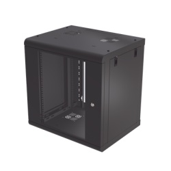 LINKEDPRO SR-1912-LH2G Gabinete de Pared de 12U con Puerta de Cristal Templado 479.5 mm de Profundidad Rack de 19 Acero Reforzado Color Negro.