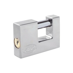 LOCK SYS-L22-C80-ECSB Candado para Cortina Metalica / Medida 80 mm/ Acabado Cromo Satinado/ Nivel de Seguridad 6 / Llave Estandar.