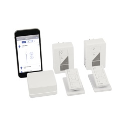 LUTRON CASETA WIRELESS PBDGPKG2P Kit de inicio Caseta Wireless: Smart Bridge 2 atenuadores de clavija para lamparas 2 controles Pico y 2 bases de mesa compatible con Alexa Apple HomeKit y Google