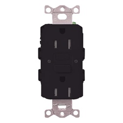 LUTRON ELECTRONICS CAR-15-GFST-BL-S Tomacorriente GFCI autocomprobante de 15 A y 125 V resistente a manipulaciones con indicadores LED de estado y falla color negro