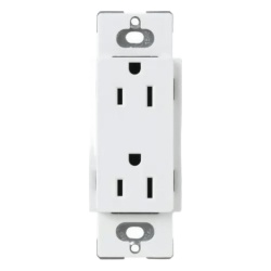 LUTRON ELECTRONICS CAR15WH Tomacorriente duplex Claro de 15 A 125 V estilo decorador de perfil delgado color blanco