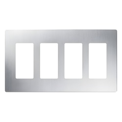 LUTRON ELECTRONICS CW4-SS Placa de pared Claro de 4 espacios acabado acero inoxidable sin tornillos ni herrajes visibles para atenuadores y dispositivos Lutron estilo Designer