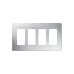 LUTRON ELECTRONICS CW4-SS Placa de pared Claro de 4 espacios acabado acero inoxidable sin tornillos ni herrajes visibles para atenuadores y dispositivos Lutron estilo Designer