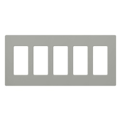 LUTRON ELECTRONICS CW5-GR Placa de pared Claro de 5 espacios acabado brillante color gris sin tornillos visibles para atenuadores apagadores y controles Pico de Lutron