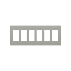 LUTRON ELECTRONICS CW6-GR Placa de pared Claro de 6 espacios acabado brillante color gris sin tornillos visibles para atenuadores apagadores y controles Pico de Lutron