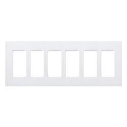 LUTRON ELECTRONICS CW6-WH Placa de pared Claro de 6 espacios sin tornillos visibles apertura estilo decorador blanco brillante para atenuadores apagadores y controles Pico de Lutron