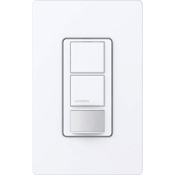 LUTRON ELECTRONICS MSOPS6DDVWH Apagador doble con sensor de ocupacion Maestro para dos circuitos independientes 6 A de iluminacion por circuito a 120-277 V y ventilador a 120 V unipolar blanco