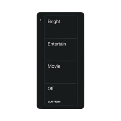 LUTRON ELECTRONICS PJ24BGBLP01 Control inalambrico Pico de 4 botones para escenas grabado de fabrica pila CR2032 de hasta 10 anos negro brillante compatible con Caseta Wireless RadioRA 2 y 3